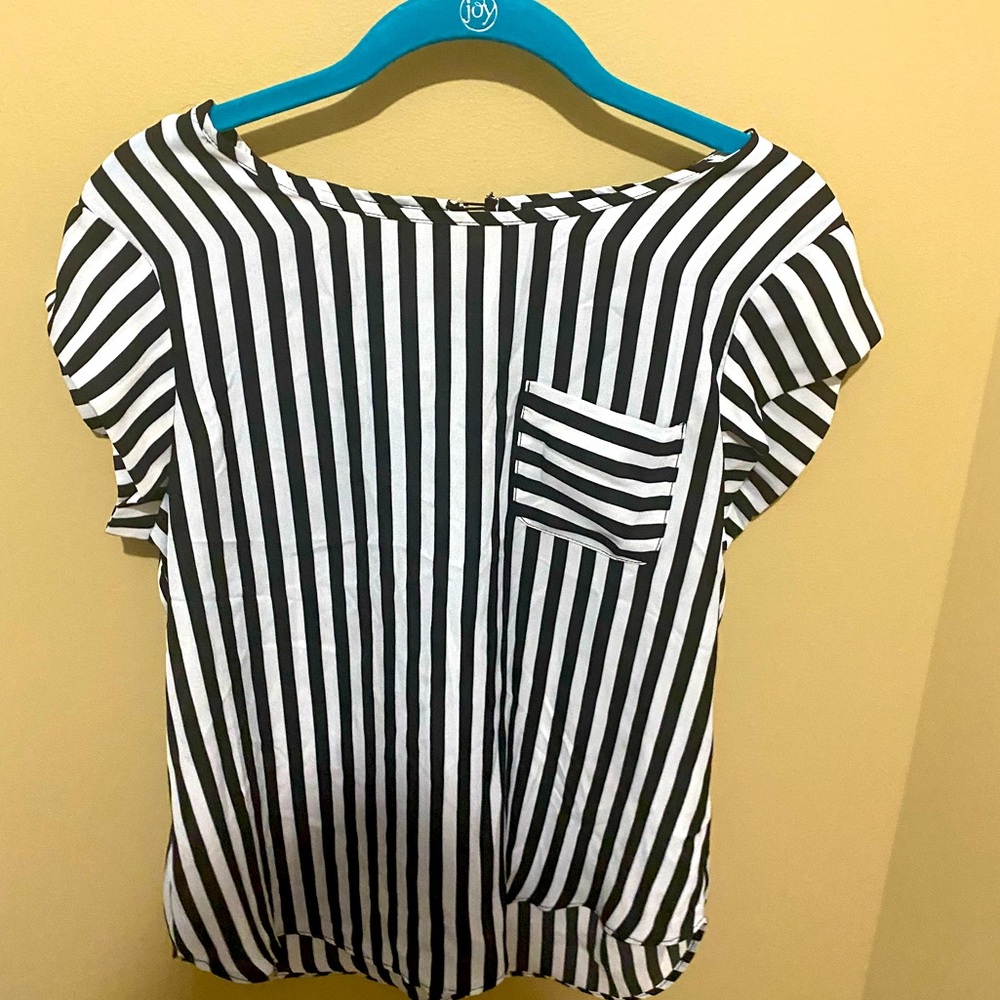 Black and White Striped Blouse
